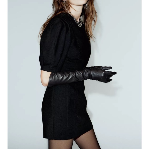 Zara NWT black balloon puff sleeve mini dress - Picture 9 of 14